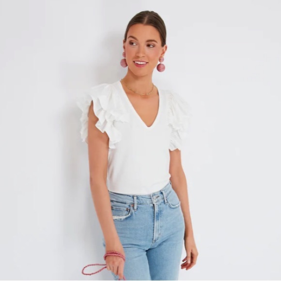 White Tory Flutter Sleeve Top
POMANDER PLACE - Picture 2 of 9